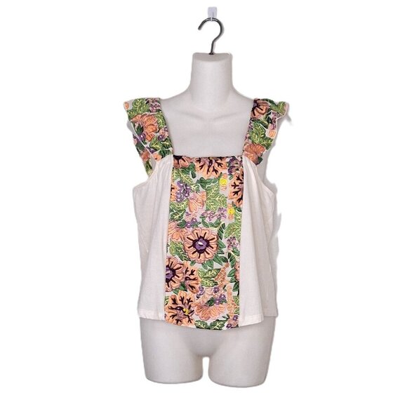 Anthropologie Tiny Marin Embroidered Tank Top Sz S Floral Boho Cottagecore - Picture 1 of 12